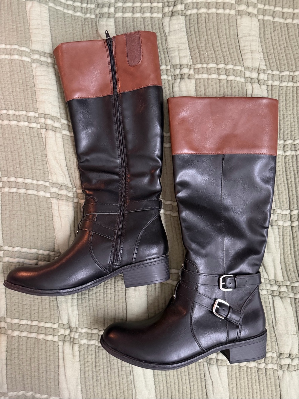 Arizona Jean Company Black and Brown Knee-High Riding Boots